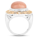 Two Tone Plated 12.80 Carat Genuine Moonstone .925 Sterling Silver Ring-2