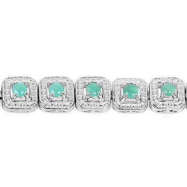 2.40 Carat Genuine Emerald .925 Sterling Silver Bracelet - 0