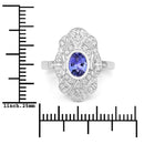 1.17 Carat Genuine Tanzanite and White Topaz .925 Sterling Silver Ring-3