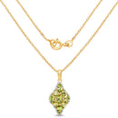 14K Yellow Gold Plated 4.02 Carat Genuine Peridot & White Topaz .925 Sterling Silver Pendant-2