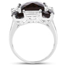 7.43 Carat Genuine Smoky Quartz & White Topaz .925 Sterling Silver Ring-2