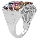 3.72 Carat Genuine Multi Tourmaline .925 Sterling Silver Ring-3