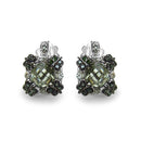 2.91 Carat Genuine Green Amethyst, White Sapphire & Green Diamond .925 Sterling Silver Earrings-1