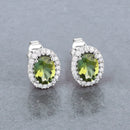 1.92 Carat Genuine Green Tourmaline and White Diamond 14K White Gold Earrings-2