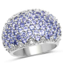 3.01 Carat Genuine Tanzanite and White Diamond .925 Sterling Silver Ring-1