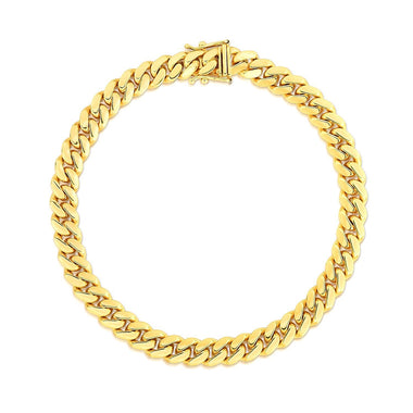 10k Yellow Gold Classic Miami Cuban Solid Bracelet (7.10 mm) - 0