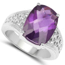 6.50 Carat Genuine Amethyst .925 Sterling Silver Ring-2