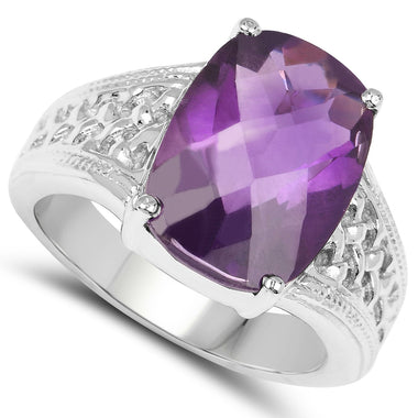 6.50 Carat Genuine Amethyst .925 Sterling Silver Ring - 0