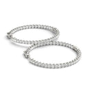 14k White Gold Diamond Hoop Earrings with Shared Prong Setting (2 cttw)-3