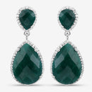 19.42 Carat Dyed Emerald and White Topaz .925 Sterling Silver Earrings-4