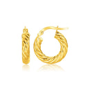 14k Yellow Gold Twisted Cable Small Hoop Earrings-1