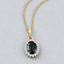 1.39 Carat Genuine Green Tourmaline and White Diamond 14K Yellow Gold Pendant-2