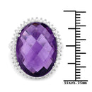 14.90 Carat Genuine Amethyst and White Diamond .925 Sterling Silver Ring-3