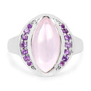 3.57 Carat Genuine Rose Quartz And Amethyst .925 Sterling Silver Ring-3