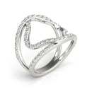14k White Gold Diamond Flower Style Dual Band Ring (5/8 cttw)-3