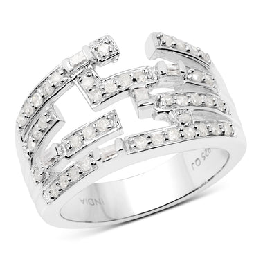 0.60 Carat Genuine White Diamond .925 Sterling Silver Ring