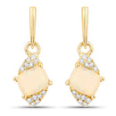 0.57 Carat Genuine Ethiopian Opal and White Diamond 14K Yellow Gold Earrings-5