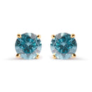 14K Yellow Gold 1.0 Cttw Treated Aqua Blue Diamond Classic Solitaire Stud Earrings (Aqua Blue Color, I2-I3 Clarity)-1