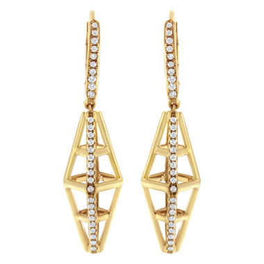 14K Yellow Gold 5/8 Cttw Diamond Geometrical Pillar Drop and Dangle Earrings (G-H Color, SI1-SI2 Clarity)