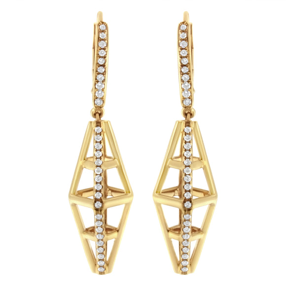 14K Yellow Gold 5/8 Cttw Diamond Geometrical Pillar Drop and Dangle Earrings (G-H Color, SI1-SI2 Clarity)