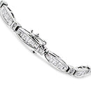 14K White Gold 2.0 Cttw Princess and Round Diamond Bar and Link Bracelet (I-J Color, I1-I2 Clarity) - 7.25" Inches-3