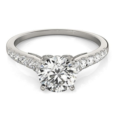 14k White Gold Diamond Engagement Ring With Single Row Band (1 3/4 cttw) - 0