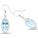 13.68 Carat Genuine Blue Topaz .925 Sterling Silver Earrings-2