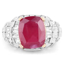 14K Yellow Gold Plated 10.76 Carat Glass Filled Ruby and White Topaz .925 Sterling Silver Ring-3