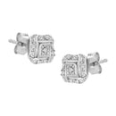 .925 Sterling Silver Round-Cut Diamond Accent Swirl Square Knot Stud Earrings (H-I Color, I2-I3 Clarity)-2