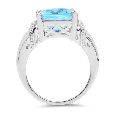 8.89 Carat Genuine Swiss Blue Topaz .925 Sterling Silver Ring - 0