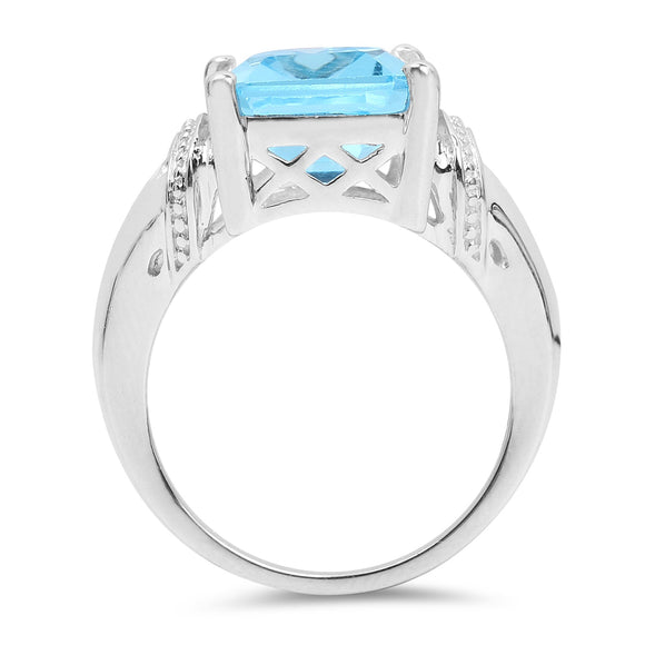 8.89 Carat Genuine Swiss Blue Topaz .925 Sterling Silver Ring