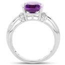 1.52 Carat Genuine Amethyst and White Topaz .925 Sterling Silver Ring-2