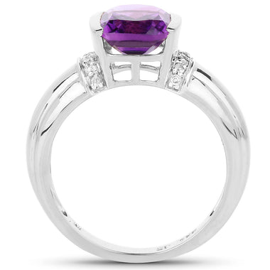 1.52 Carat Genuine Amethyst and White Topaz .925 Sterling Silver Ring - 0