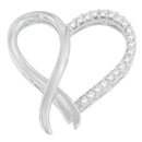 .925 Sterling Silver 1/4 cttw Round Cut Diamond Ribbon and Heart Accent Pendant Necklace (H-I, I2-I3)-1