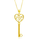 14k Yellow Gold Skeleton Key Style LOVE Pendant-1