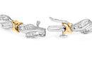 10k Two-Toned Gold 2.00 Cttw Channel Set Baguette-Diamond Weave and  "X" Spiral Link Bracelet (H-I Color, I1-I2 Clarity) - 7"-5