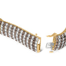 10K Yellow Gold 10-1/3 Cttw Alternating Coco Color and White Diamond 5 Row Tennis Bracelet (Brown/H-I Color, SI1-SI2 Clarity) - Size 7.25-5