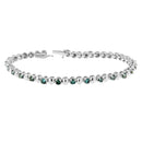 14K White Gold Round-Cut Blue Diamonds Bracelet (3.00 cttw, Blue Color, Clarity)-5