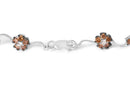 10K White Gold 4.0 Cttw Champagne and White Diamond Floral Cluster and Station Link Bracelet (H-I Color, SI2-I1 Clarity) - 7" Inches-6