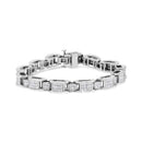 14K White Gold 5.0 Cttw Princess Cut Diamond Invisible Set Alternating Size D Shaped Links Tennis Bracelet (H-I Color, SI2-I1 Clarity) - 7â€-6