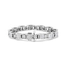 14K White Gold 5.0 Cttw Princess Cut Diamond Invisible Set Alternating Size D Shaped Links Tennis Bracelet (H-I Color, SI2-I1 Clarity) - 7â€-7