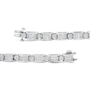 14K White Gold 5.0 Cttw Princess Cut Diamond Invisible Set Alternating Size D Shaped Links Tennis Bracelet (H-I Color, SI2-I1 Clarity) - 7â€-9