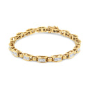 14K Yellow Gold 2 1/2 Cttw Princess-Cut Diamond Link Tennis Bracelet (H-I Color, SI2-I1 Clarity) - 7.25"-5