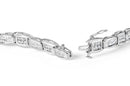14K White Gold 2-1/2 Cttw Round-Brilliant & Baguette Cut Diamond 7" Alternating Flared Links Tennis Bracelet (H-I Color, SI1-SI2 Clarity)-5