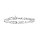 14K White Gold 2.0 Cttw Princess Cut Invisible Set Diamond Rectangular Link Bracelet (I-J Color, I1-I2 Clarity) - 7.25"-6