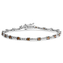 14k White Gold 2 1/4 Cttw Champagne Diamond Bar Link 7" Bracelet (Champagne Color, I1-I2 Clarity)-1