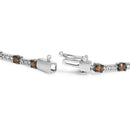 14k White Gold 2 1/4 Cttw Champagne Diamond Bar Link 7" Bracelet (Champagne Color, I1-I2 Clarity)-2