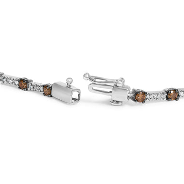 14k White Gold 2 1/4 Cttw Champagne Diamond Bar Link 7" Bracelet (Champagne Color, I1-I2 Clarity) - 0