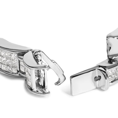 18K White Gold 5.0 Carat Princess Diamond Buckle Link Bracelet - 0
