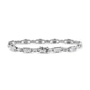 14K White Gold 1.0 Cttw Invisible Set Princess Diamond Alternating Link Tennis Bracelet (I-J Color, I1-I2 Clarity) - 7.25"-6